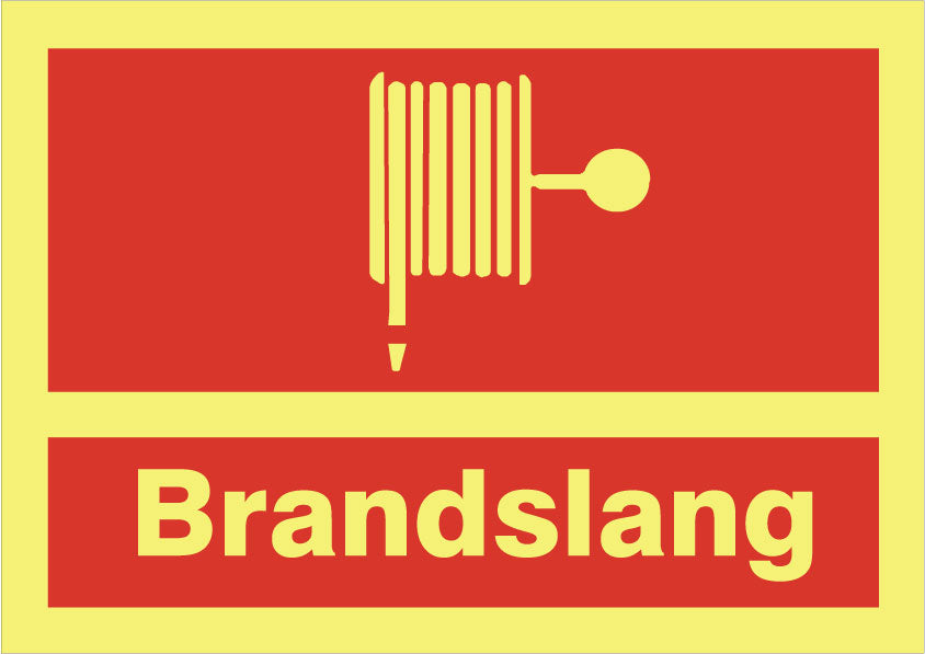 Brandskylt. Brandslang