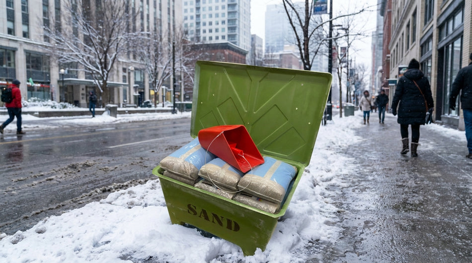 Sandlåda – Komplett paket med vägsalt och skopa
