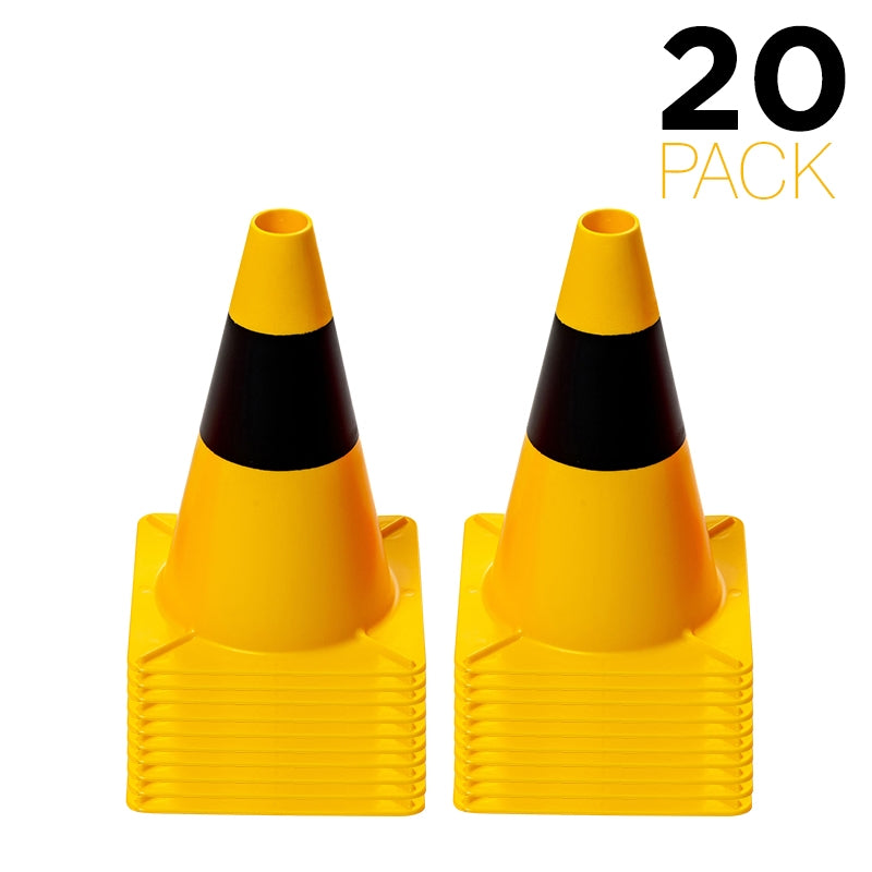 20-pack Flexibarrier Trafikkon i plast - 30cm (Gul/Svart) 