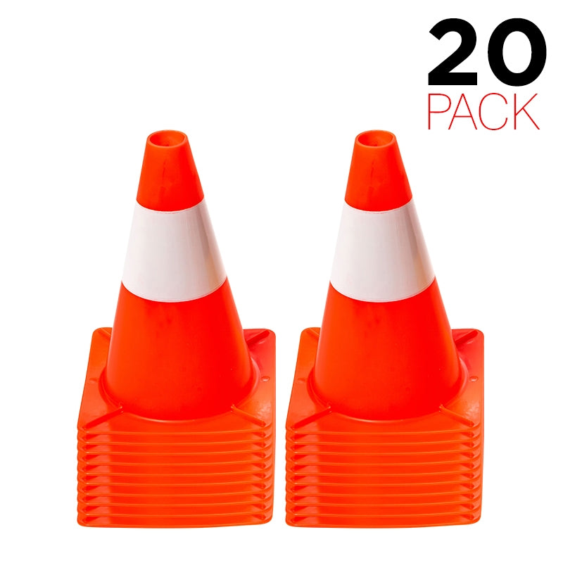 20-pack Flexibarrier Trafikkon i plast - 30cm (Orange/Vit) 