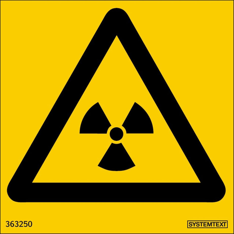 Varningsskylt. Radioaktiva ämnen (självhäftande dekal)
