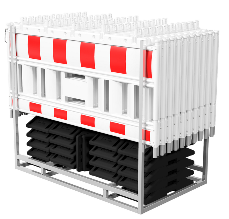 Avspärrningsstängsel – NOX Vit – 40 m komplett set med paneler, bottenplattor och transportställning