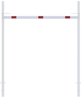 Höjdbegränsningsbarriär med 2 fyrkantiga stolpar (3-9m bredd)