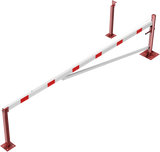 Svängbarriär med stagstång och dragrepsförstärkning