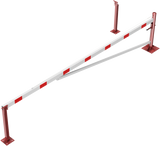 Svängbarriär med stagstång och dragrepsförstärkning