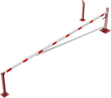 Svängbarriär med stagstång och dragrepsförstärkning