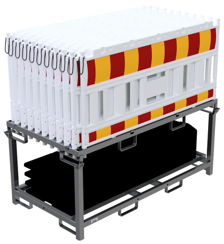 Kravallstaket -Euro1 Scandinavia- (40m komplett med paneler, fötter och transportställ)