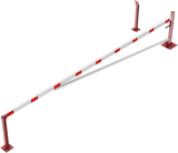 Svängbarriär med stagstång och dragrepsförstärkning