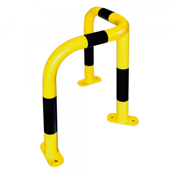 BLACK BULL Corner Protection Guard MD heavy-duty corner protector, 600x500x500 mm steel safety guard in yellow and black for warehouses and facilities