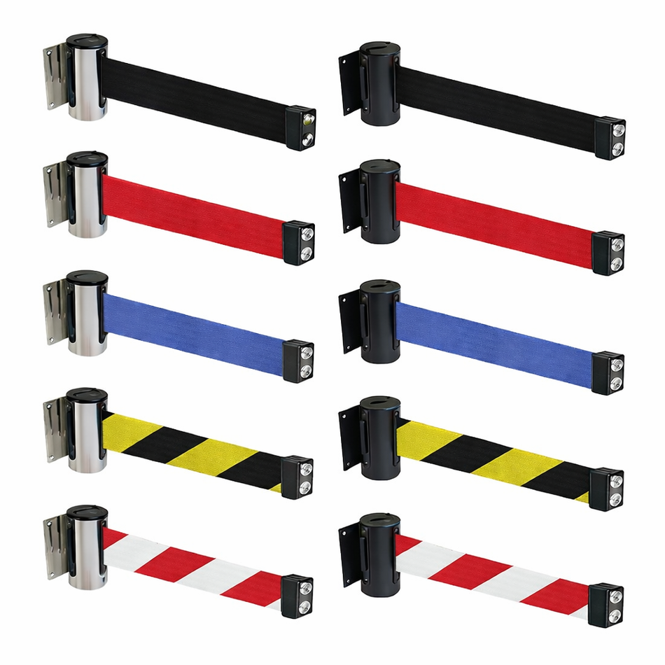 FlexiBarrier Väggmonterad Barriär – Ekonomi – Magnetisk (2,3–4,5 m bälte)