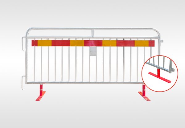 Flexibarrier Kravallstaket -Premium- Vridbar fot,  Komplett paket med transportkorg (57,5m)