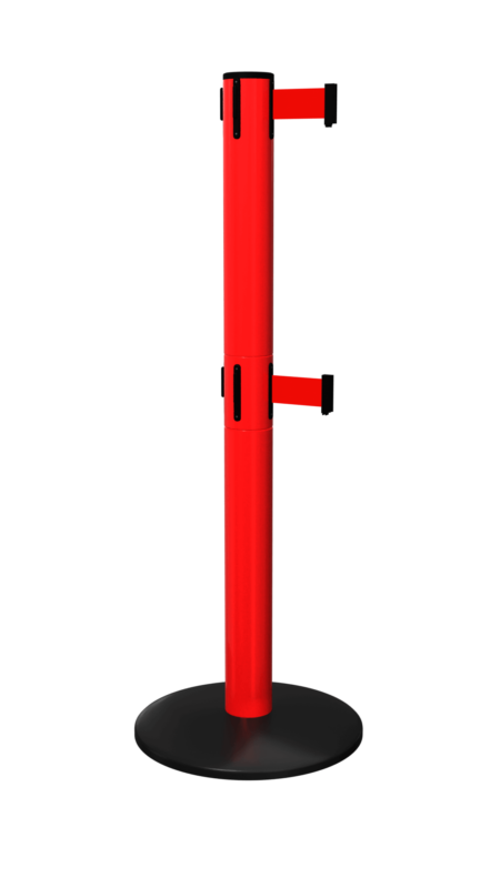 FlexiBarrier Stolpe med utdragbart band - Safety Pro Twin - (2x4,9 m band)