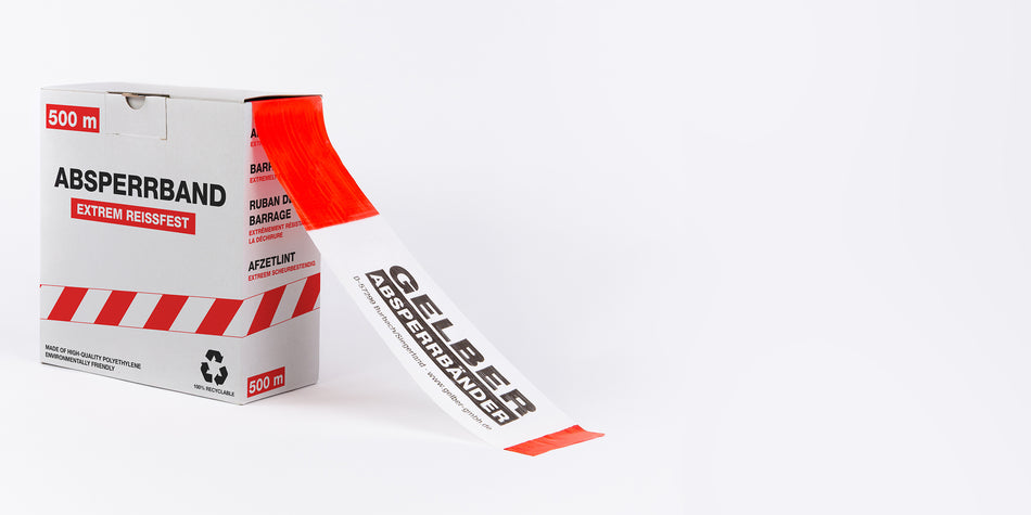 Avspärrningsband – Specialtryckt text – 500m x 80mm