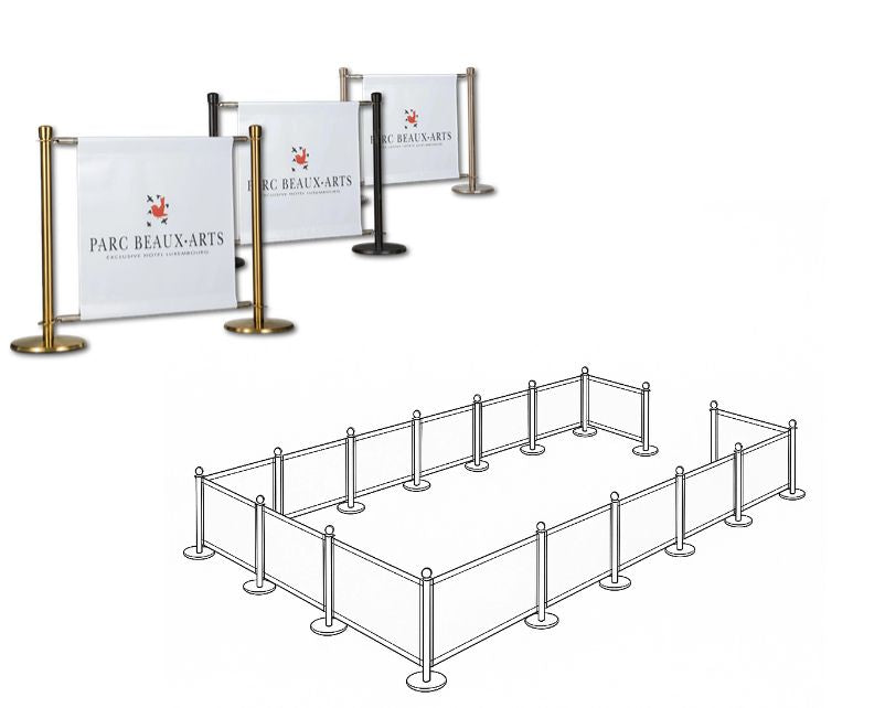 Flexibarrier Café Barrier Package – 24 Meter Setup | Skräddarsydda tryckta banderoller