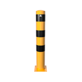 XXL Safety Steel Bollards Solid Ø 152 mm Yellow with black reflective stripes Fixed by plugs