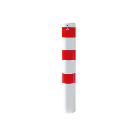 XXL Safety Steel Bollards Solid Ø 193 mm White with red reflecting stripes Root-fixed 40191B