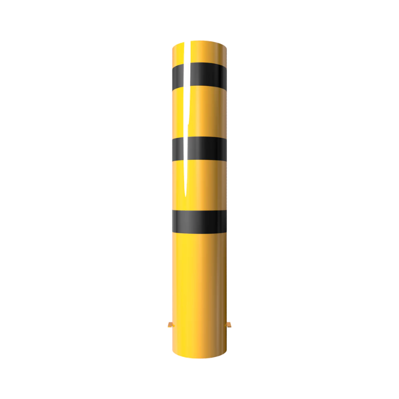 XXL Safety Steel Bollards Solid Ø 273 mm Yellow with black reflective stripes Root-fixed 40271BG