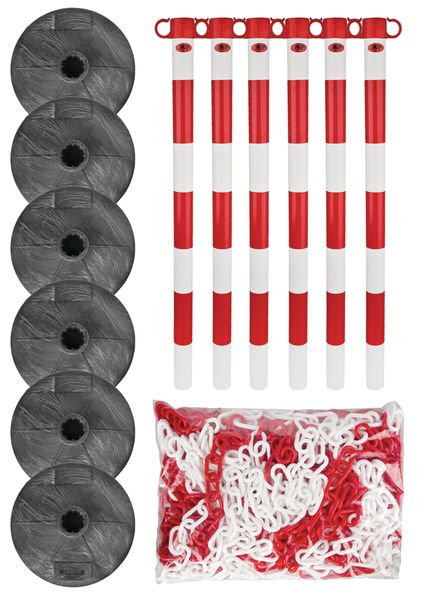 Avspärrningspaket -Light-, 6st Plaststolpar inkl. 25 m kedja