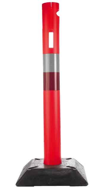 Avspärrningsstolpe i plast med hål för bräda