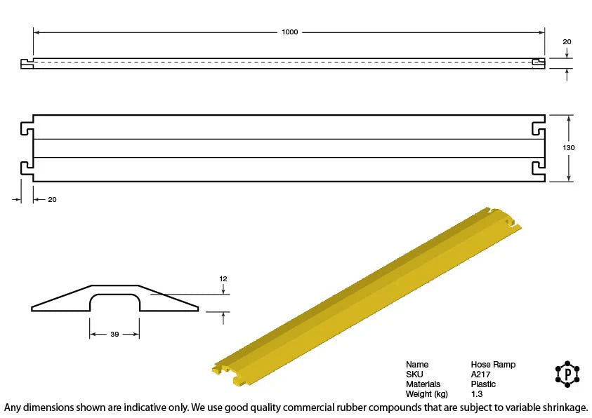 Hållbar Kabelramp (135 × 20 × 1000 mm)