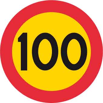 Förbudsskylt, Max hastighet 100 km/h, Ø 600 mm