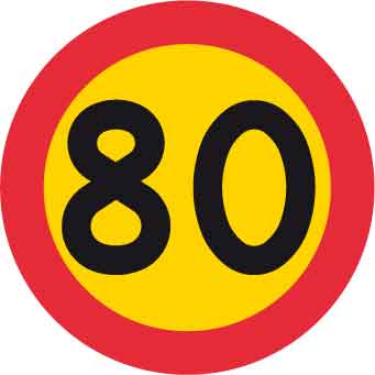 Förbudsskylt, Max hastighet 80 km/h, Ø 600 mm