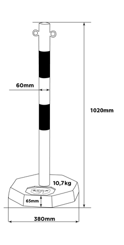 Kedjestolpe i metall med fot
