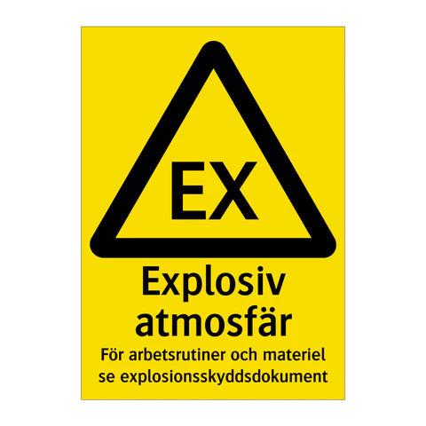Varningsskylt. Explosiv atmosfär