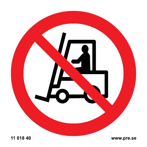 Förbudsskylt. Förbjudet för arbetsfordon