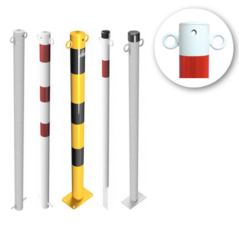 Kedjepollare i stål (flera storlekar och monteringsalternativ)