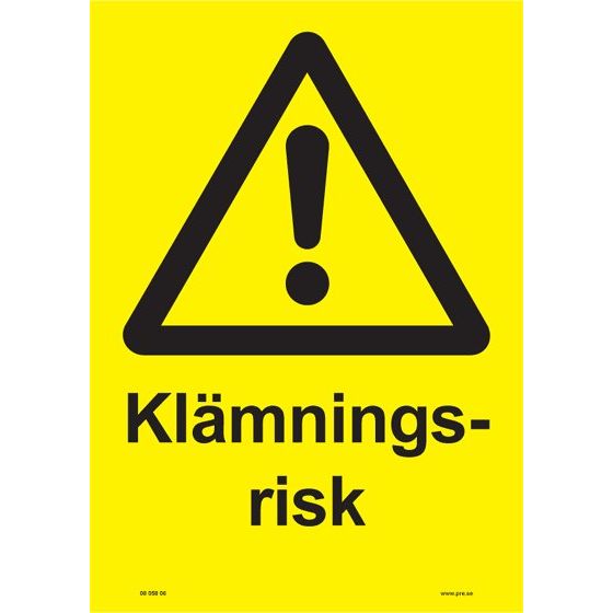 Varningsskylt. Klämningsrisk