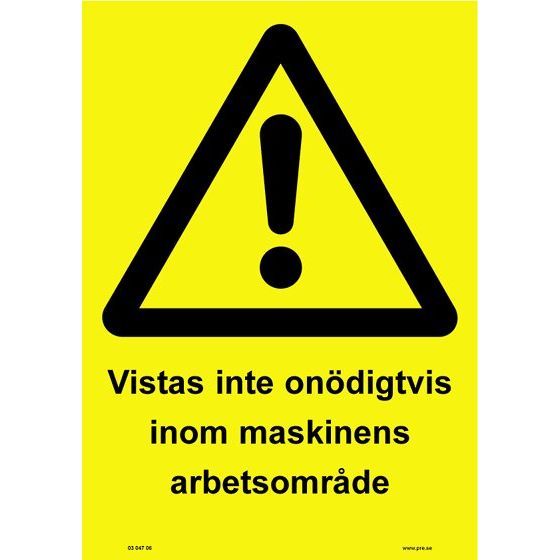 Varningsdekal - Maskinens arbetsområde