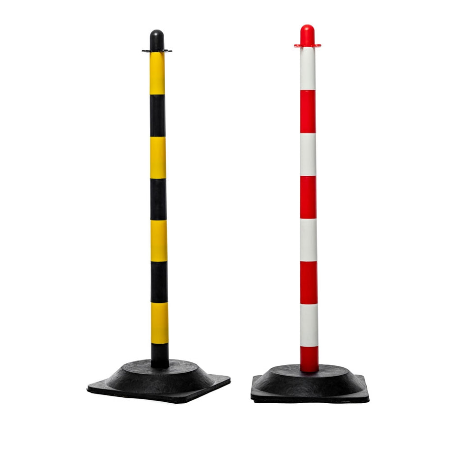 Flexibarrier Basic Post & Chain Barrier med gummibas, 90 cm hög