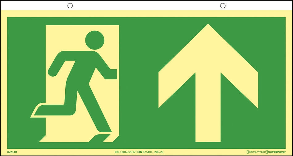 Supernova® Anvisningsskylt - Utrymningsväg rakt fram(takmontering)