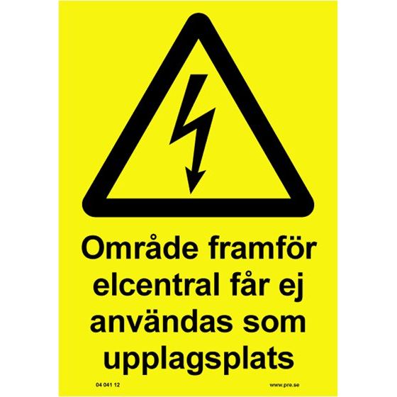 Varningsskylt. Område framför elcentral…