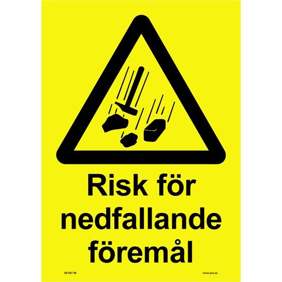 Varningsskylt. Risk för nedfallande föremål
