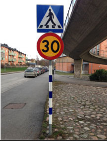 Stolpreflex Blå/Vit till 60mm vägmärkesrör (1300-1800mm)