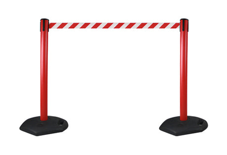 (2-30 Pack) Flexibarrier Avspärrningsstolpe med band -Basic Signal- (3m utdragbart band)