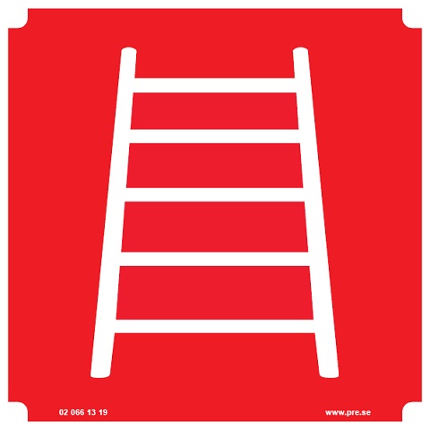 Brandskylt. Brandstege - u. text