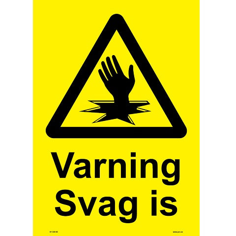 Varningsskylt. Varning Svag is