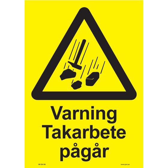 Varningsskylt. Varning takarbete