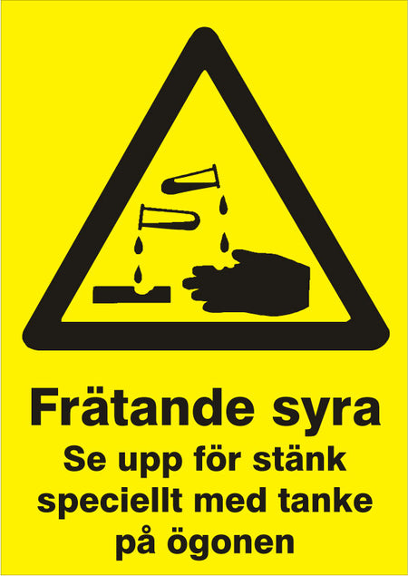 Varningsskylt. Frätande syra – Avspärrningsprodukter.se – Avspärrning ...