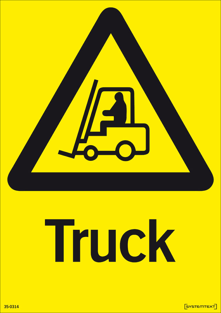Varningsskylt. Varning för truck